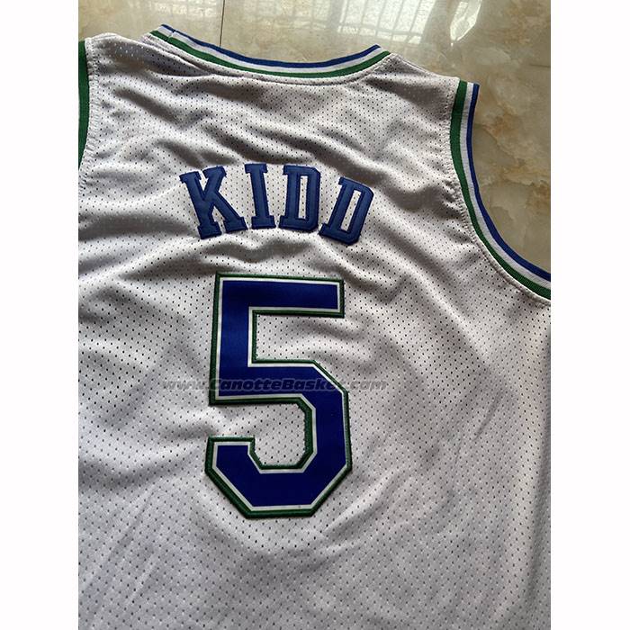 Maglia Dallas Mavericks Jason Kidd No 5 Mitchell & Ness 1994-95 Bianco
